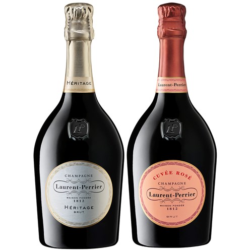 Mixed Laurent Perrier Cuvée Rosé and Heritage MV (2x75cl) – Luxury Champagne Gift Set